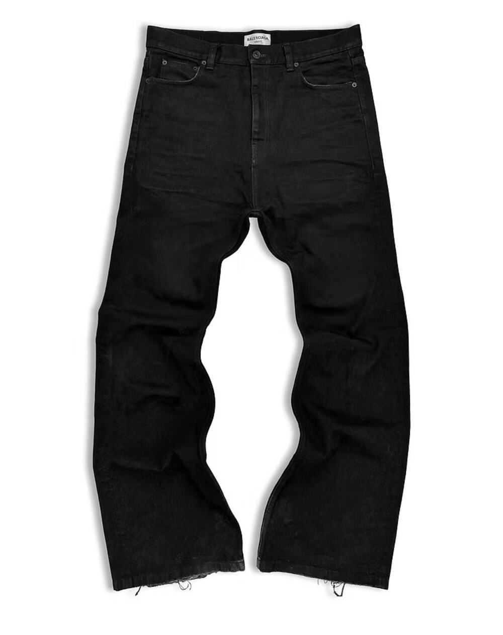Balenciaga Lost Tape Flared Black Denim Jeans FW22 size L Unifit Distressed Hem